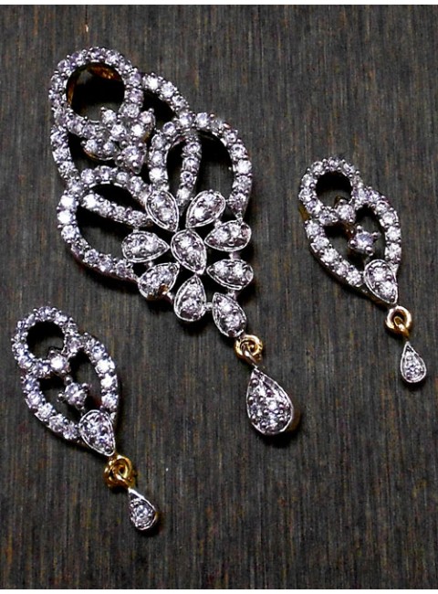 CZ Pendant With Earrings